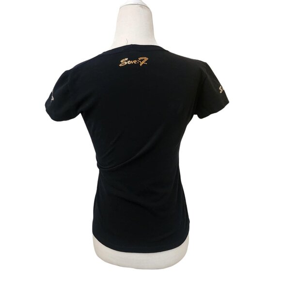 7 For All Mankind Black Logo Quality Top Shirt Juniors Large Fits Like Small - Picture 3 of 6